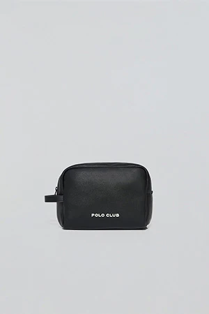 Black washbag Eton with zip and Polo Club details - Image 6