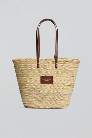 Beige large straw basket bag with Polo Club logo - Image 5