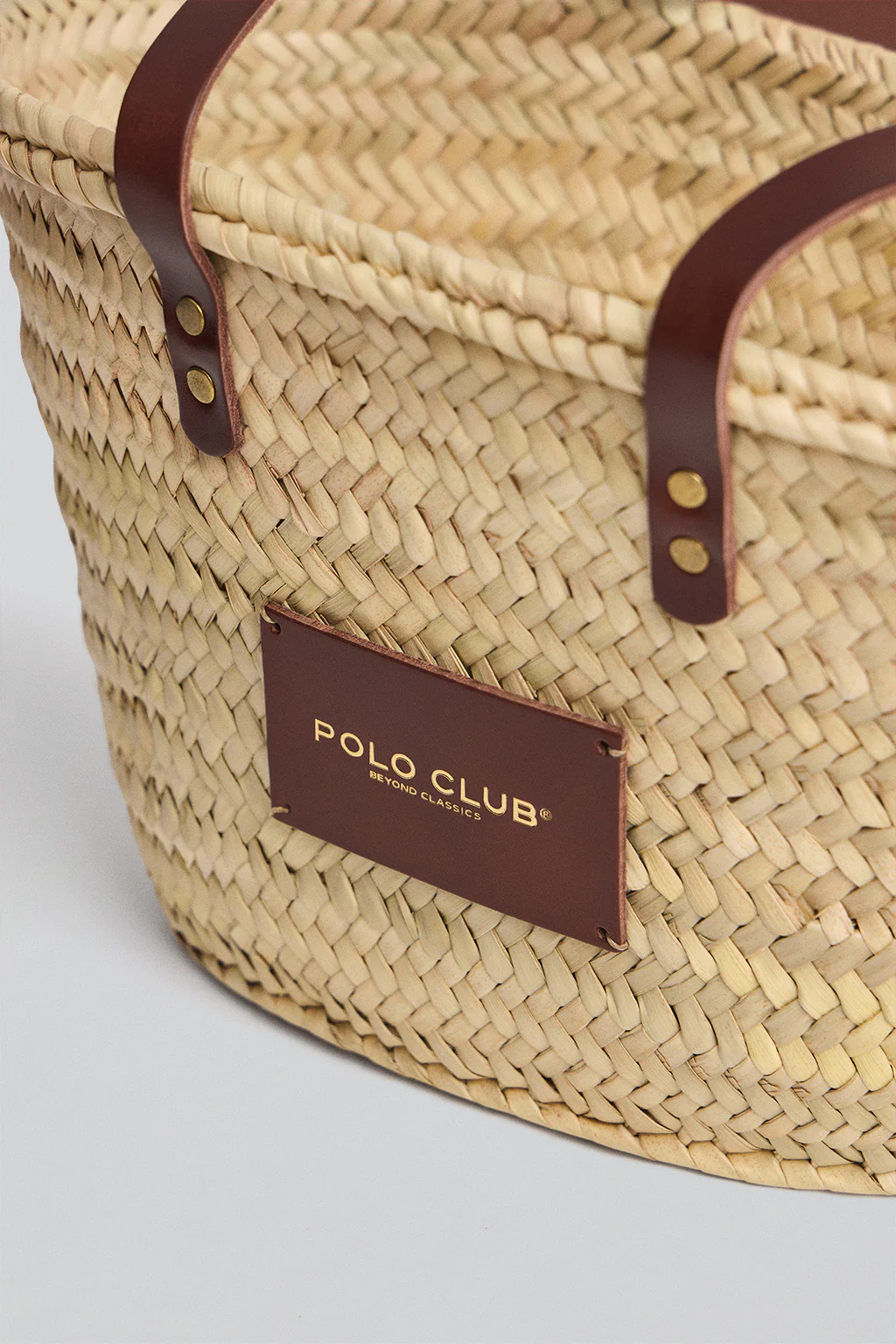 Beige small straw basket bag with Polo Club logo - Image 2