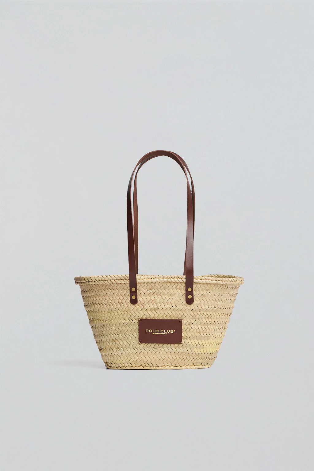 Beige small straw basket bag with Polo Club logo - Image 5
