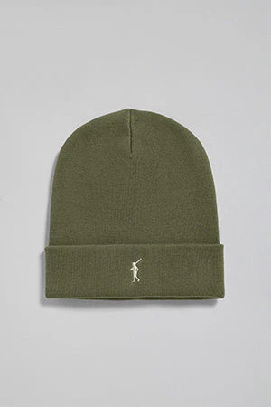 Military green Vinny beanie with embroidered logo Rigby Go - Image 5