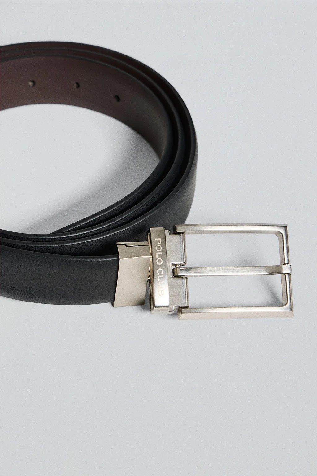 Black/brown classic reversible belt Tyler with Polo Club detail - Image 3