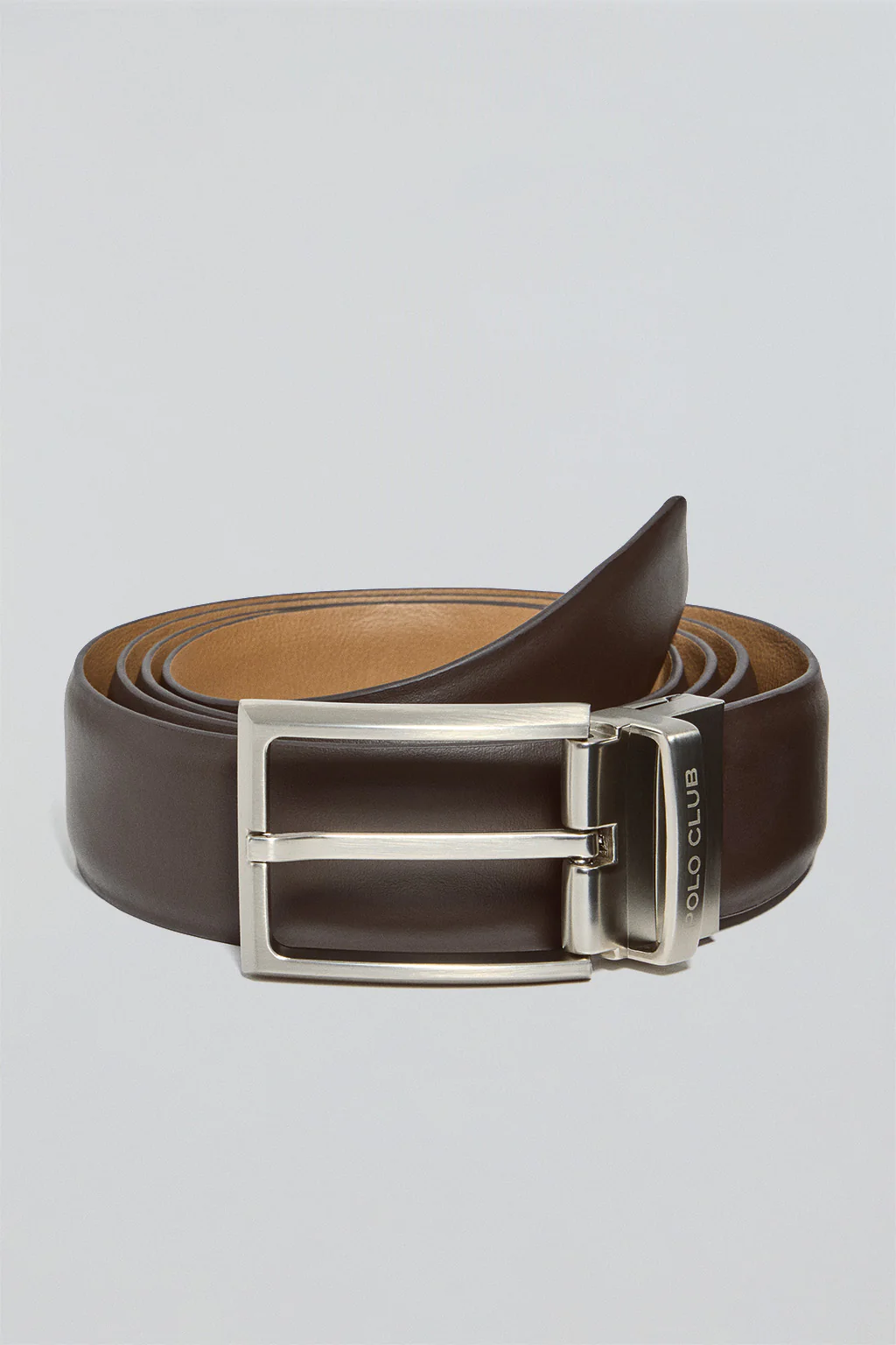 Camel/dark-brown classic reversible belt Tyler with Polo Club detail - Image 5
