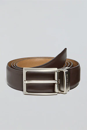 Camel/dark-brown classic reversible belt Tyler with Polo Club detail - Image 6