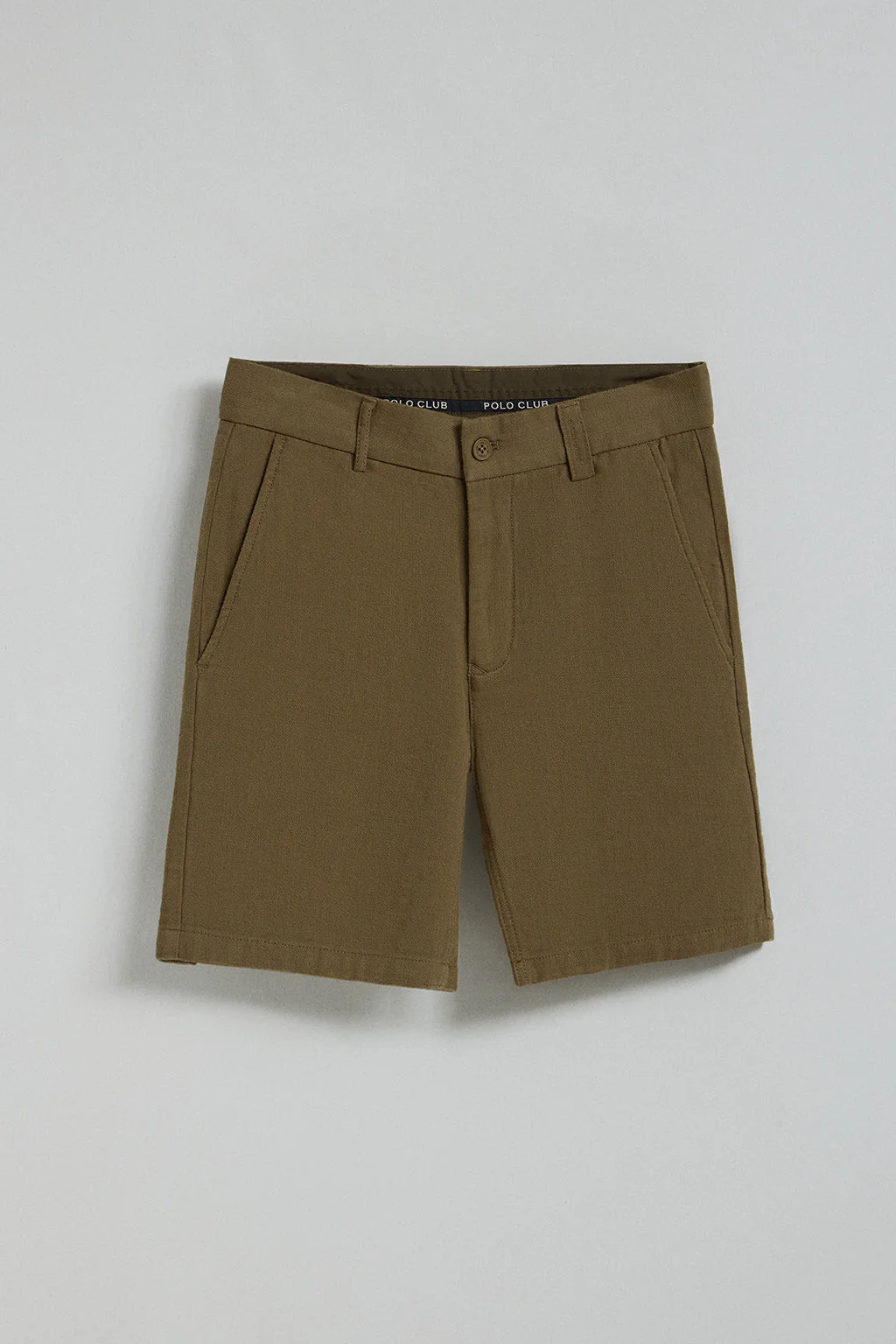 Khaki Bali shorts in linen and cotton with embroidered Polo Club details - Image 5