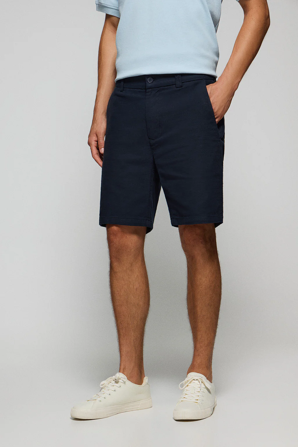 Navy-blue Bali shorts in linen and cotton with embroidered Polo Club details - Image 3