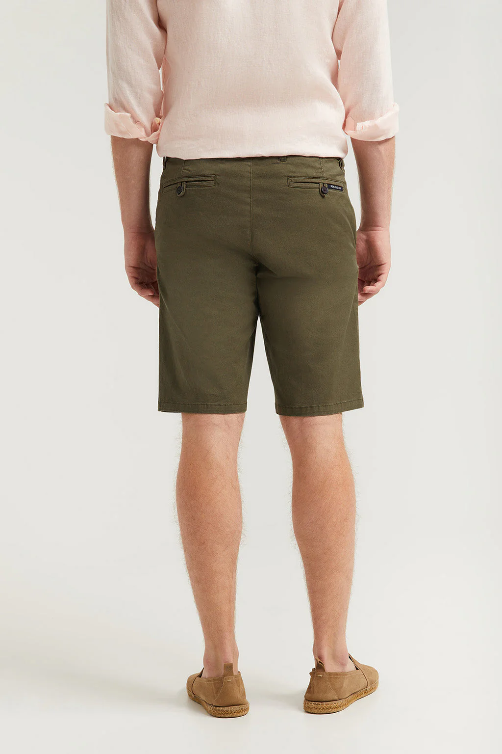 Olive-green relaxed bermuda shorts with embroidered logo - Image 5
