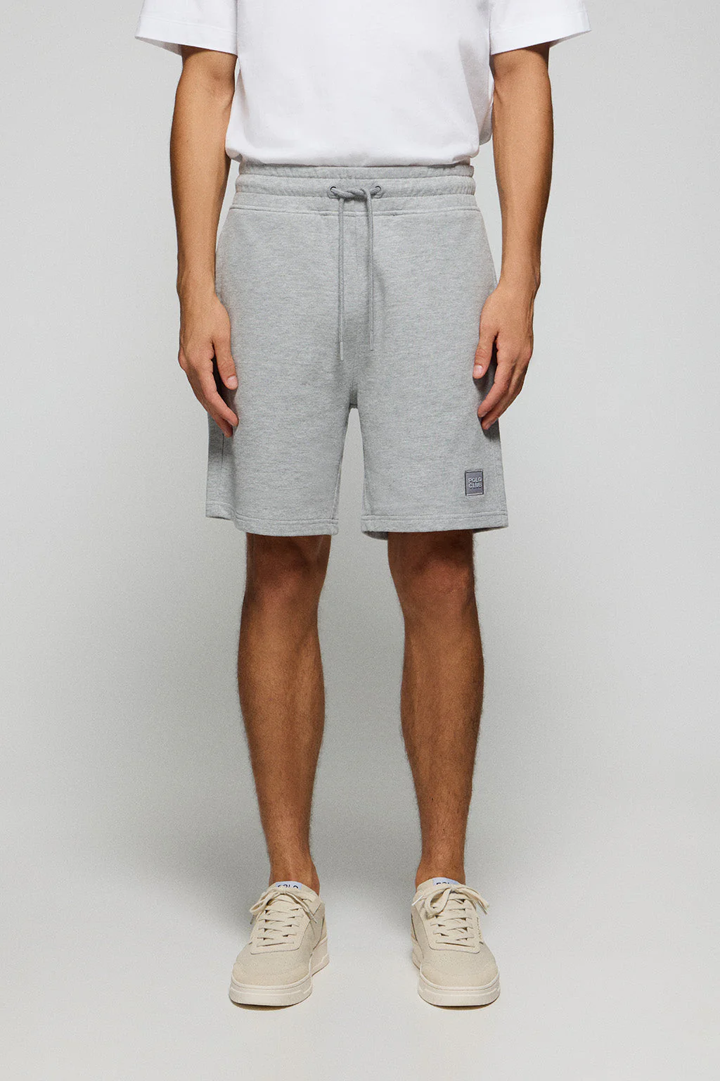 Grey-marl cotton Jonas Bermuda shorts with relaxed fit and Polo Club rubberised twill patch - Image 2