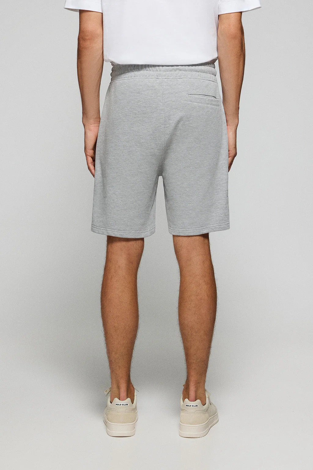 Grey-marl cotton Jonas Bermuda shorts with relaxed fit and Polo Club rubberised twill patch - Image 4
