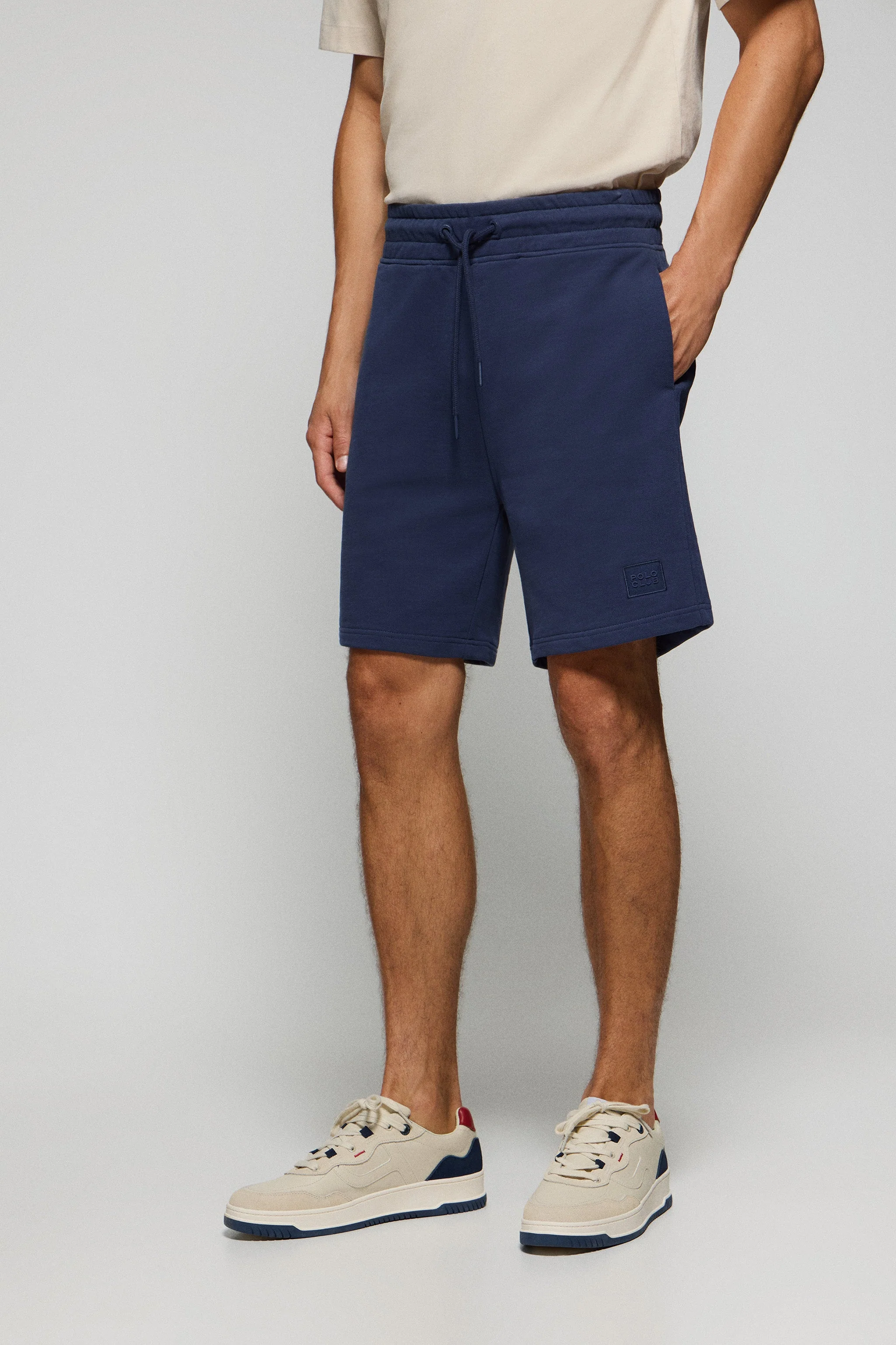 Navy-blue cotton Jonas Bermuda shorts with relaxed fit and Polo Club rubberised twill patch - Image 3