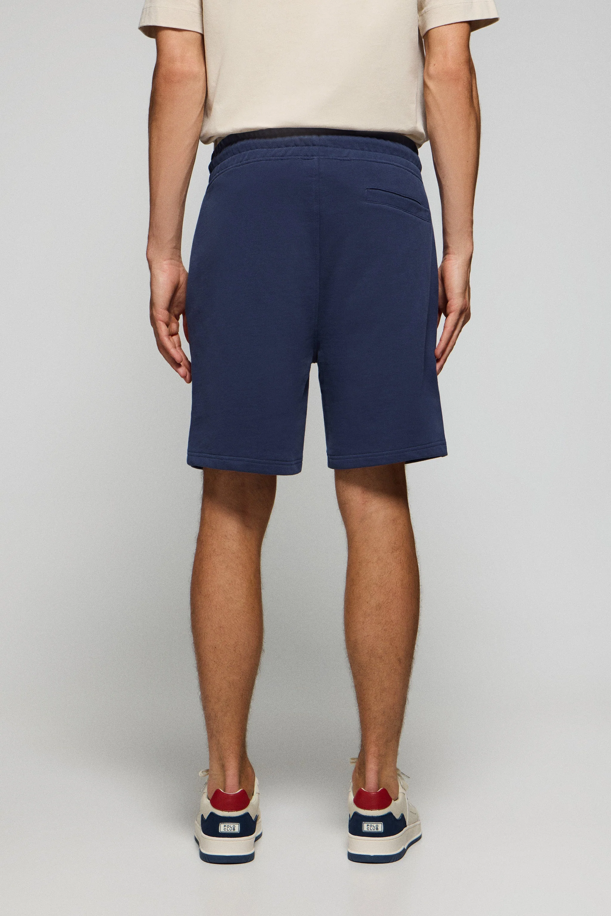 Navy-blue cotton Jonas Bermuda shorts with relaxed fit and Polo Club rubberised twill patch - Image 4
