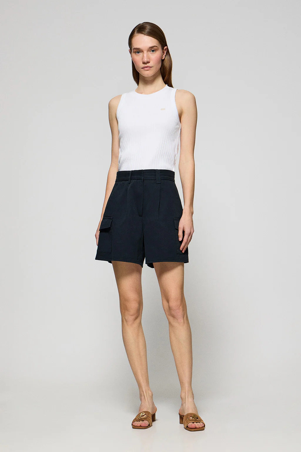 Navy twill Menfis shorts with Polo Club details