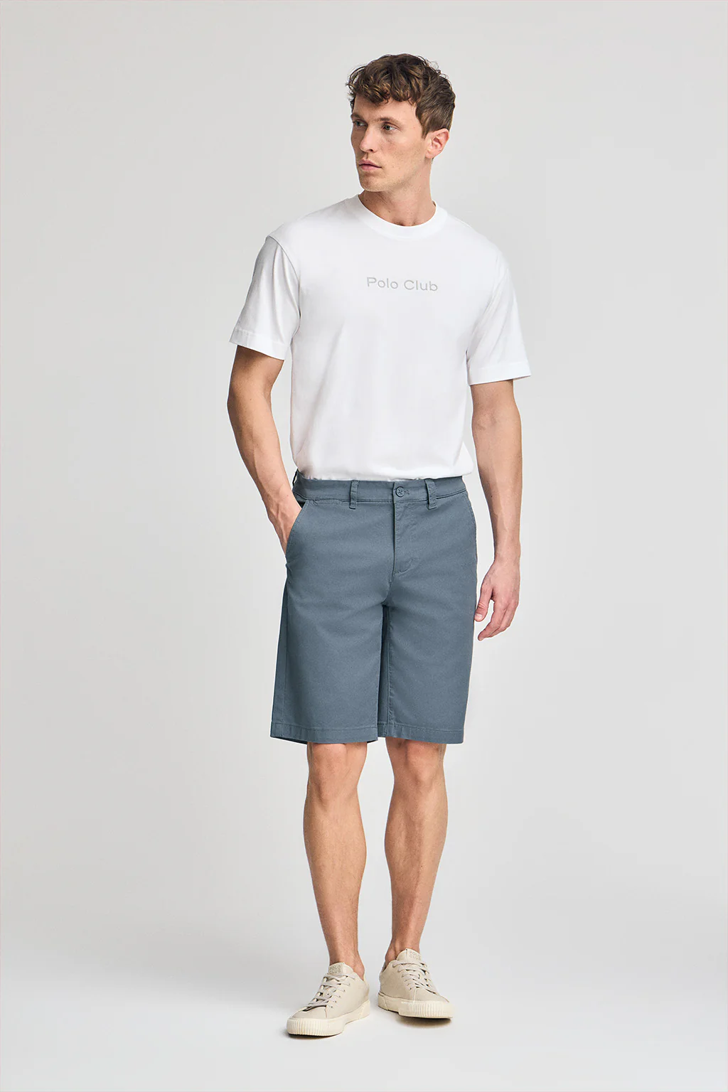 Denim-blue relaxed bermuda shorts with Polo Club details - Image 4