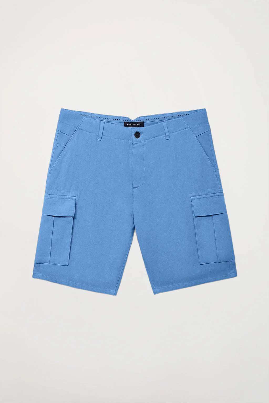 Blue cargo shorts with embroidered logo - Image 2