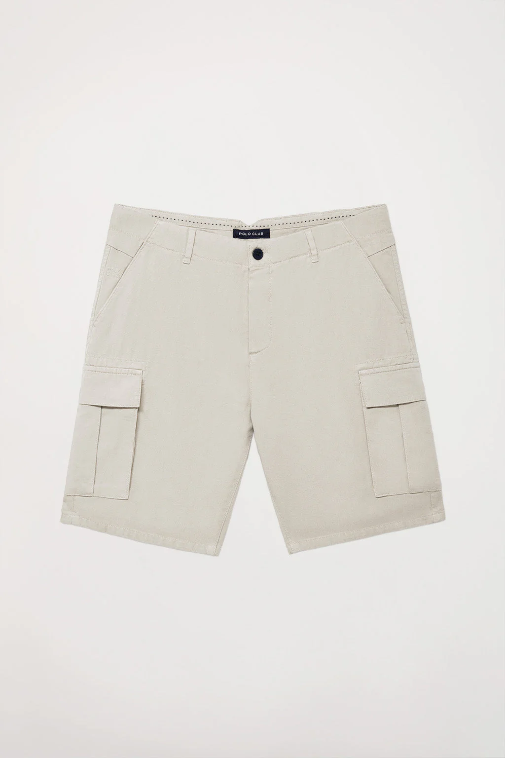 Light-grey cargo shorts with embroidered logo - Image 4