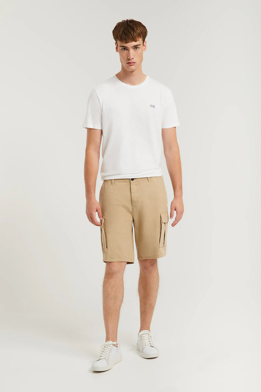 Sandy cargo shorts with embroidered logo