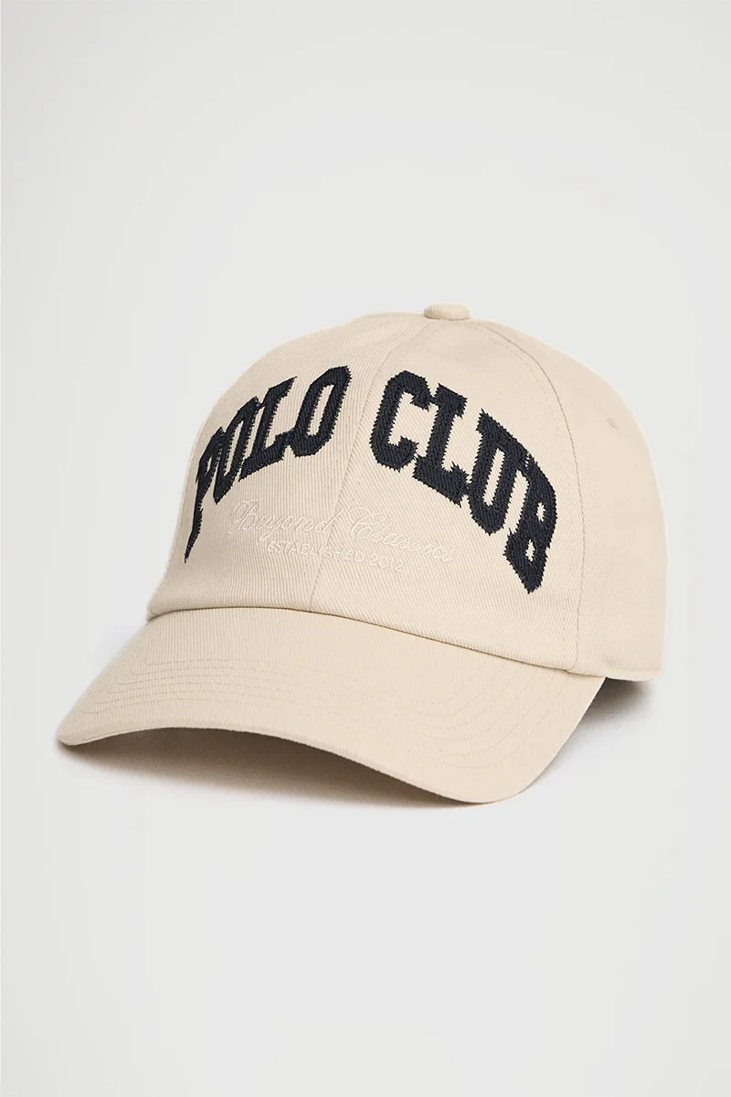 Beige six-panel cap with Polo Club logo
