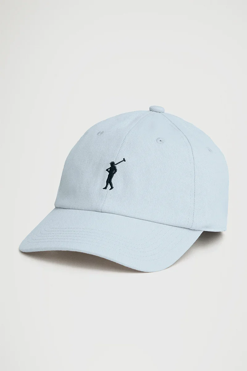 Light-blue six-panel cap with Rigby Go logo