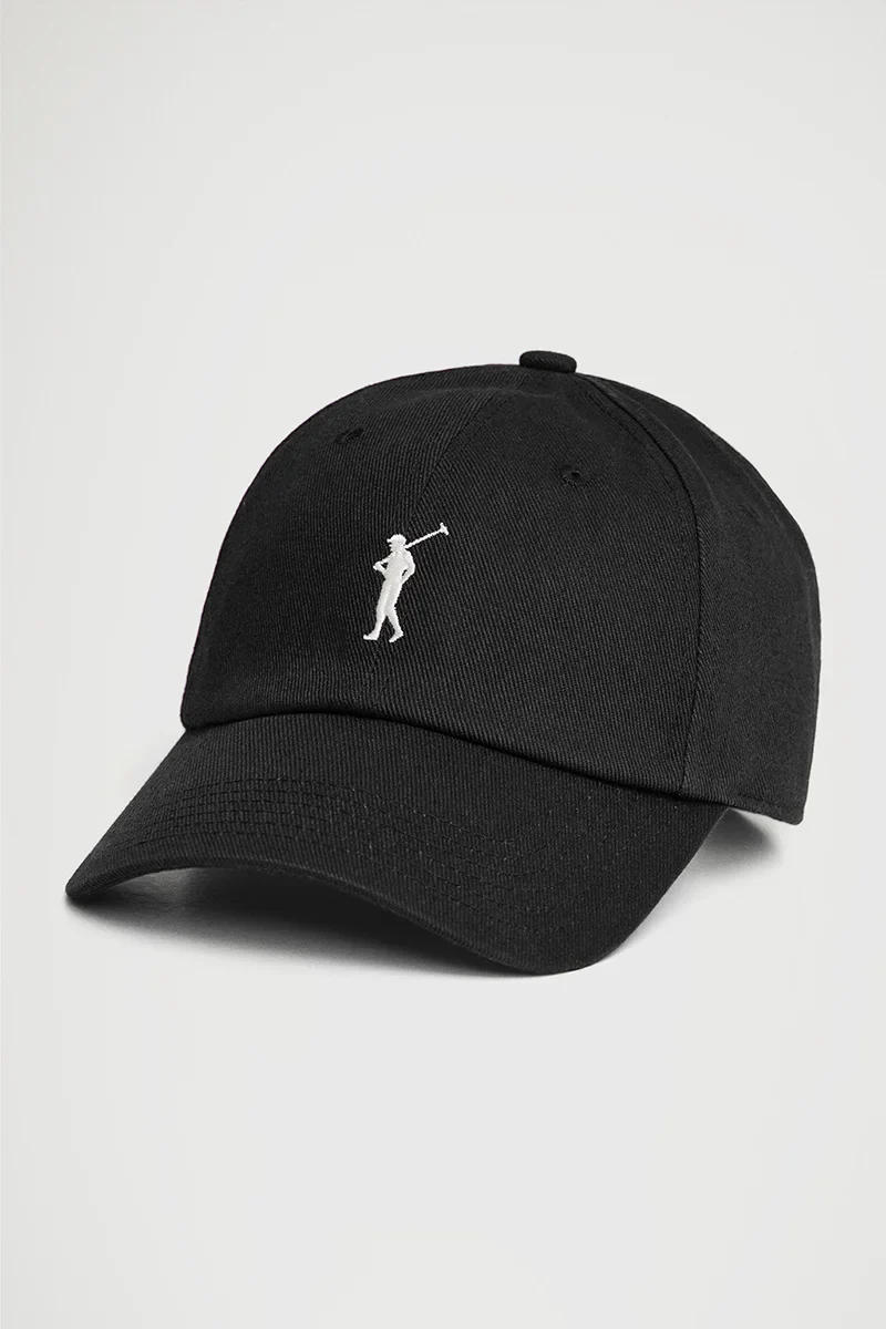 Black six-panel cap with Rigby Go logo
