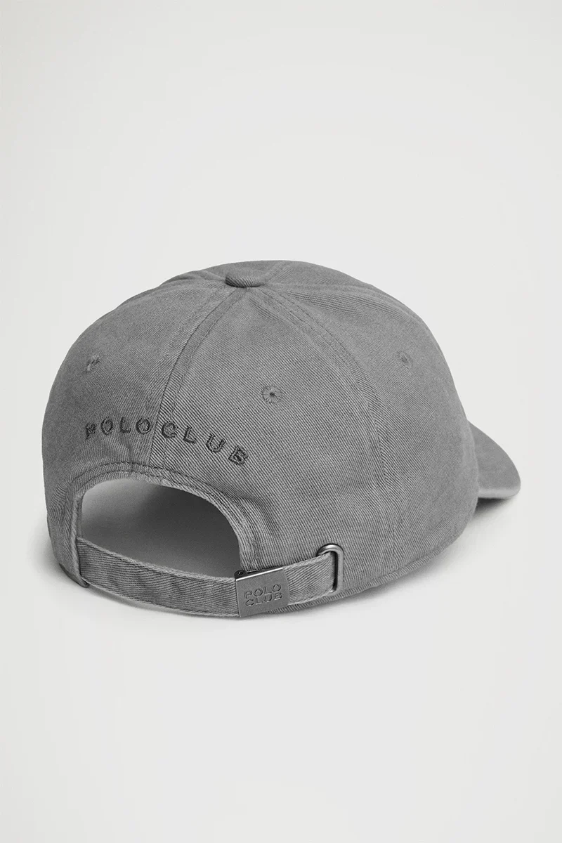Asphalt-grey six-panel cap with washed effect and Rigby Go logo - Image 2