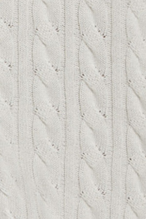 Beige cable-knit short cardigan with buttons and nautical patch - Image 10