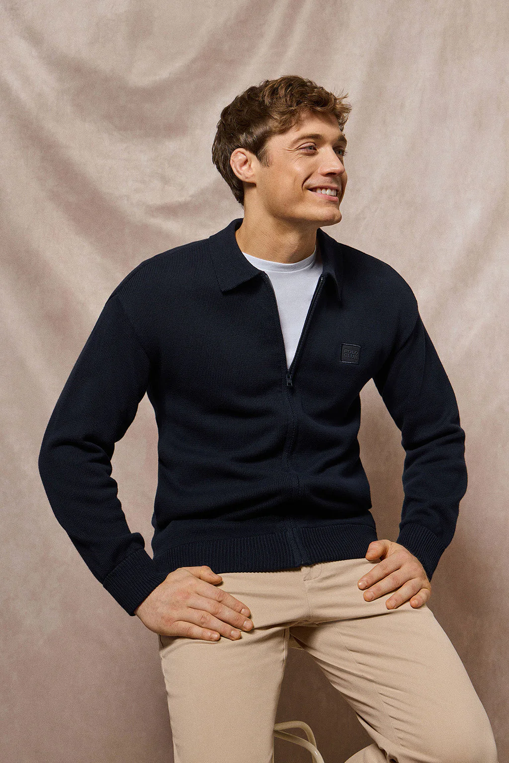 Navy-blue knit cardigan with Polo Club logo - Image 5