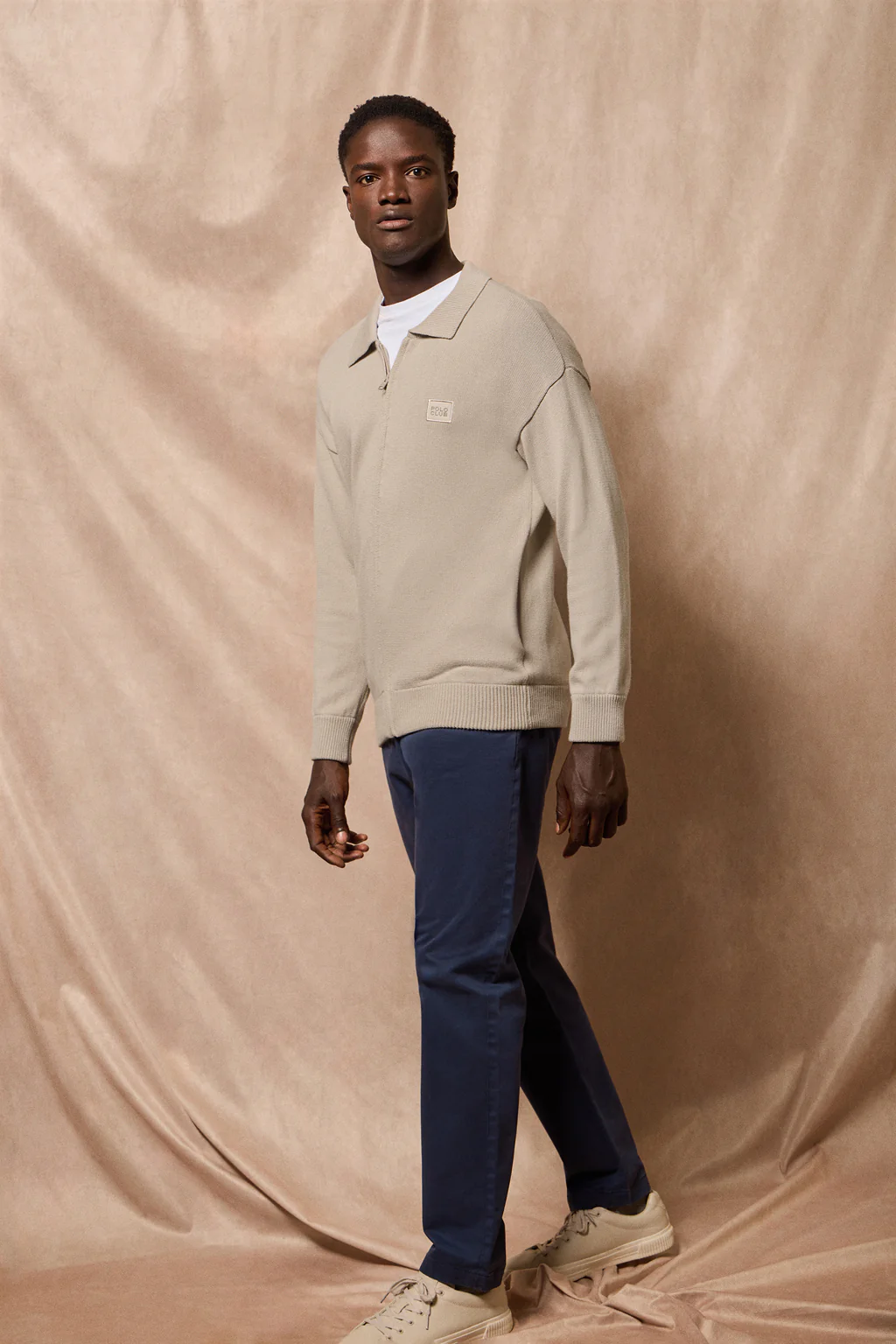Stone-grey knit cardigan with Polo Club logo - Image 11