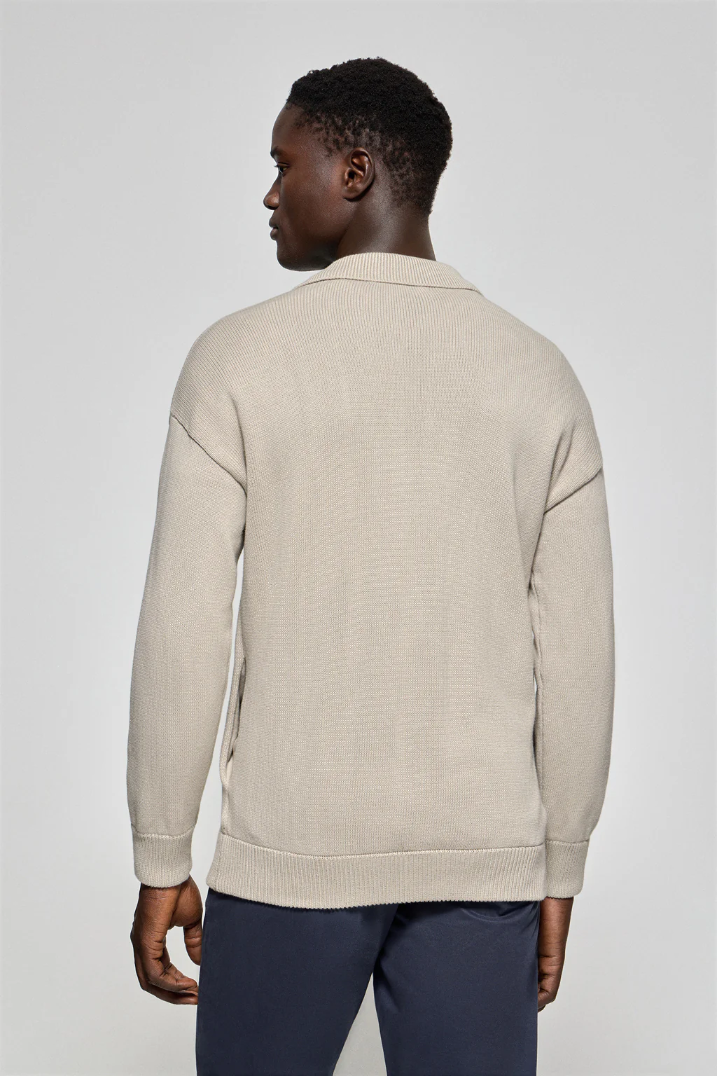 Stone-grey knit cardigan with Polo Club logo - Image 2