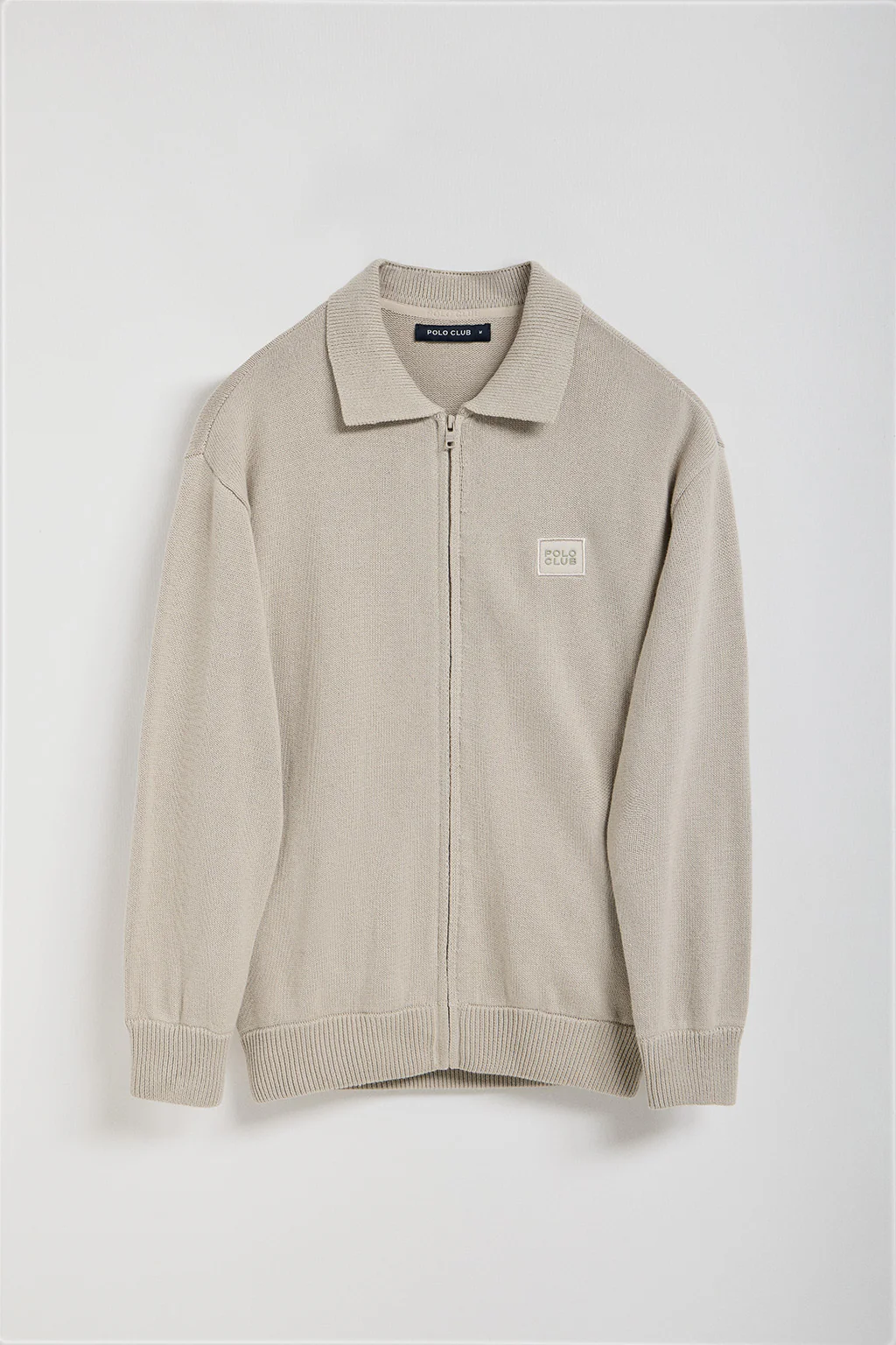 Stone-grey knit cardigan with Polo Club logo - Image 8