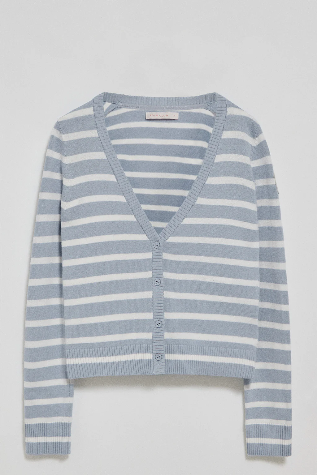 Light-blue striped cardigan with nautical patch - Image 11