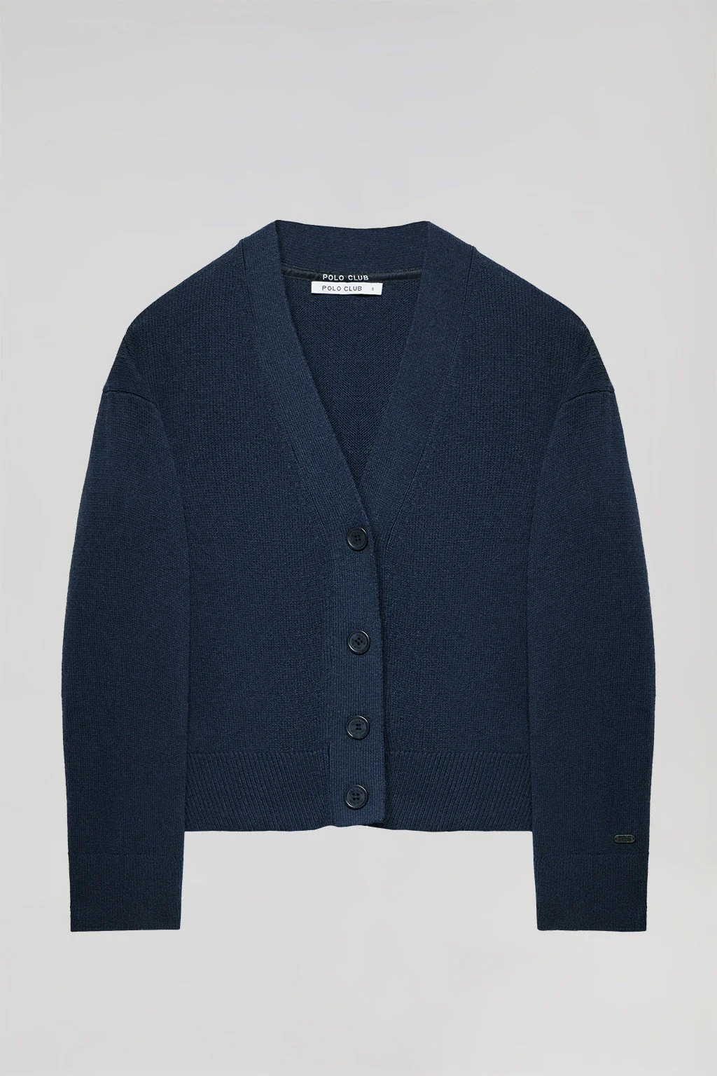 Blue knit cardigan with buttons and Polo Club detail - Image 2