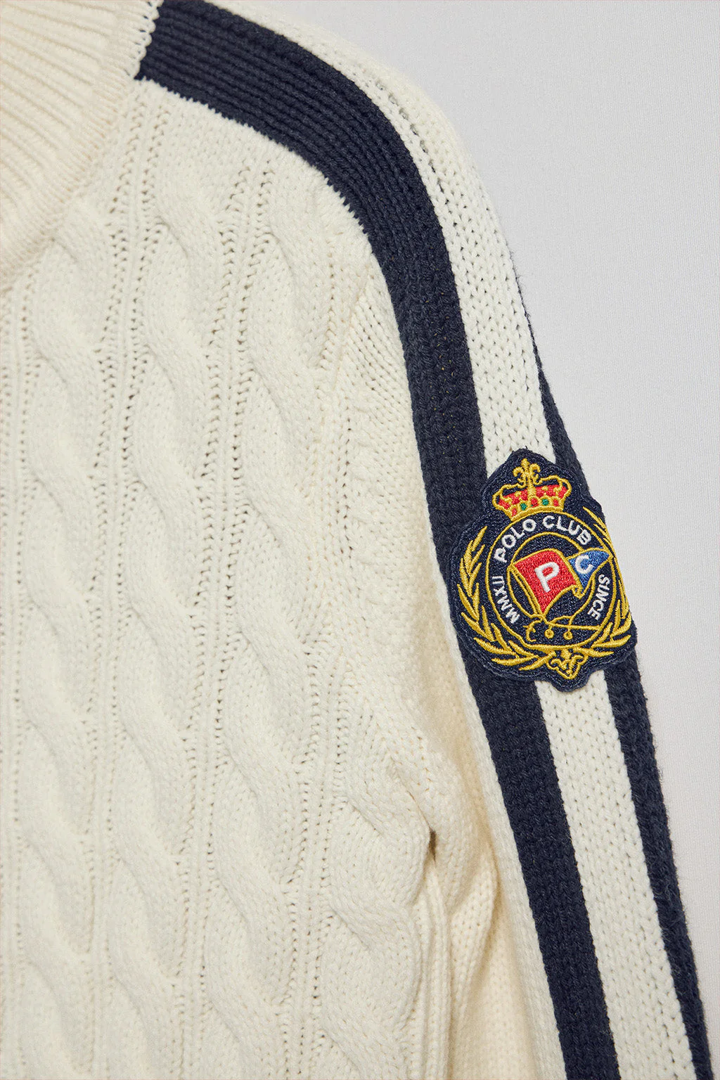 Beige zip cardigan with Nautic Polo Club patch - Image 10