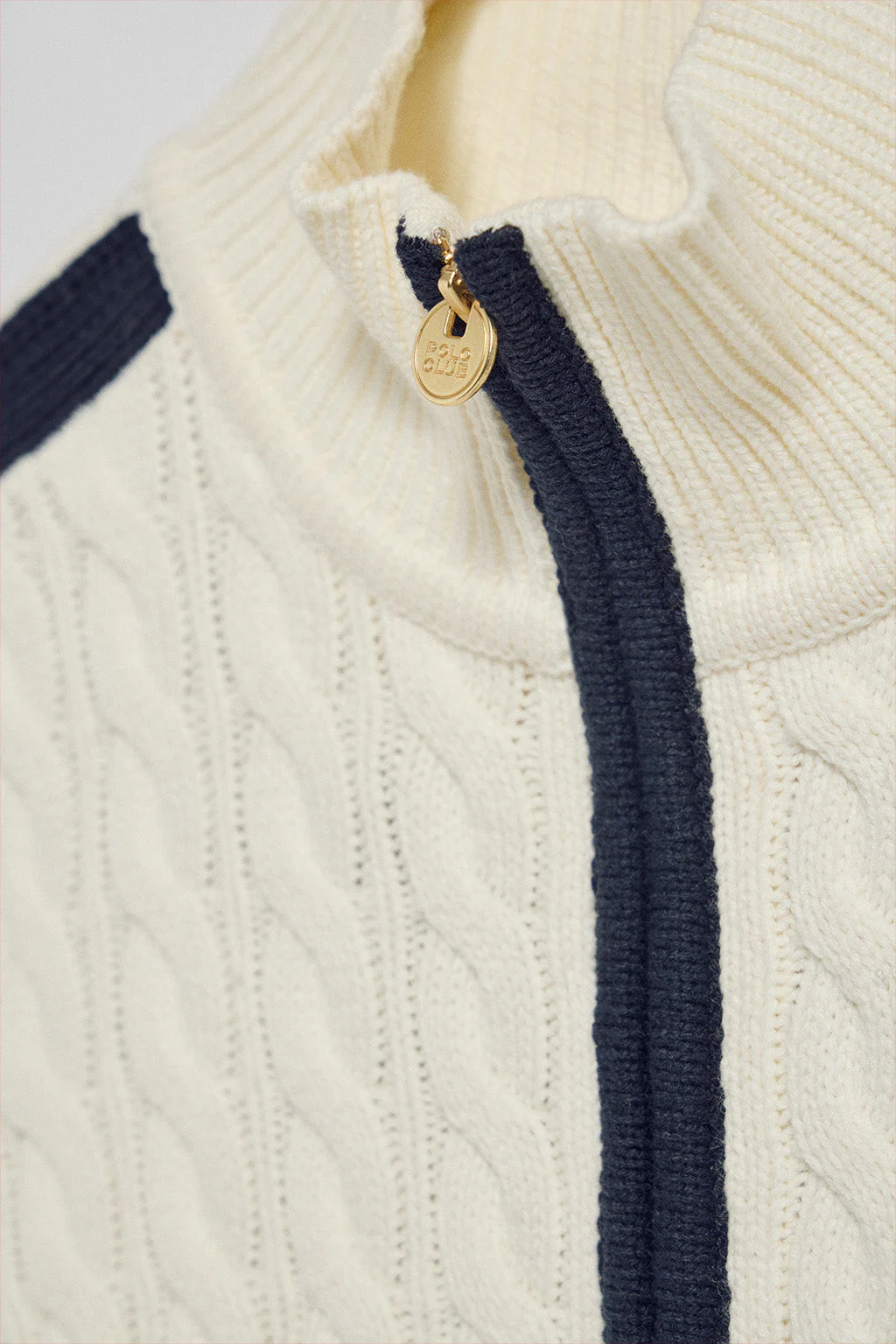 Beige zip cardigan with Nautic Polo Club patch - Image 9