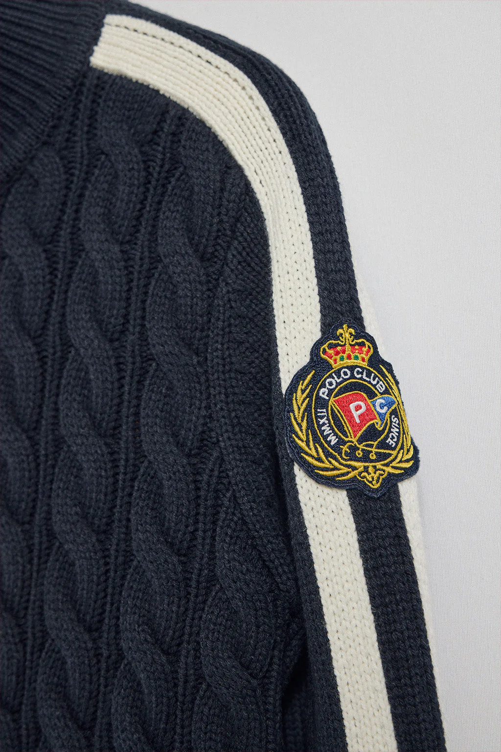 Navy-blue zip cardigan with Nautic Polo Club patch - Image 10