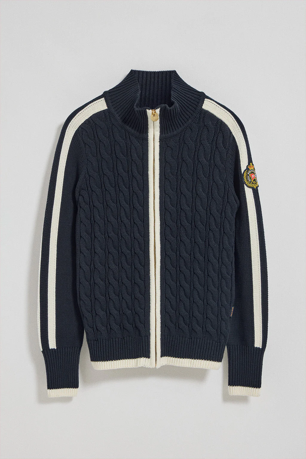 Navy-blue zip cardigan with Nautic Polo Club patch - Image 8