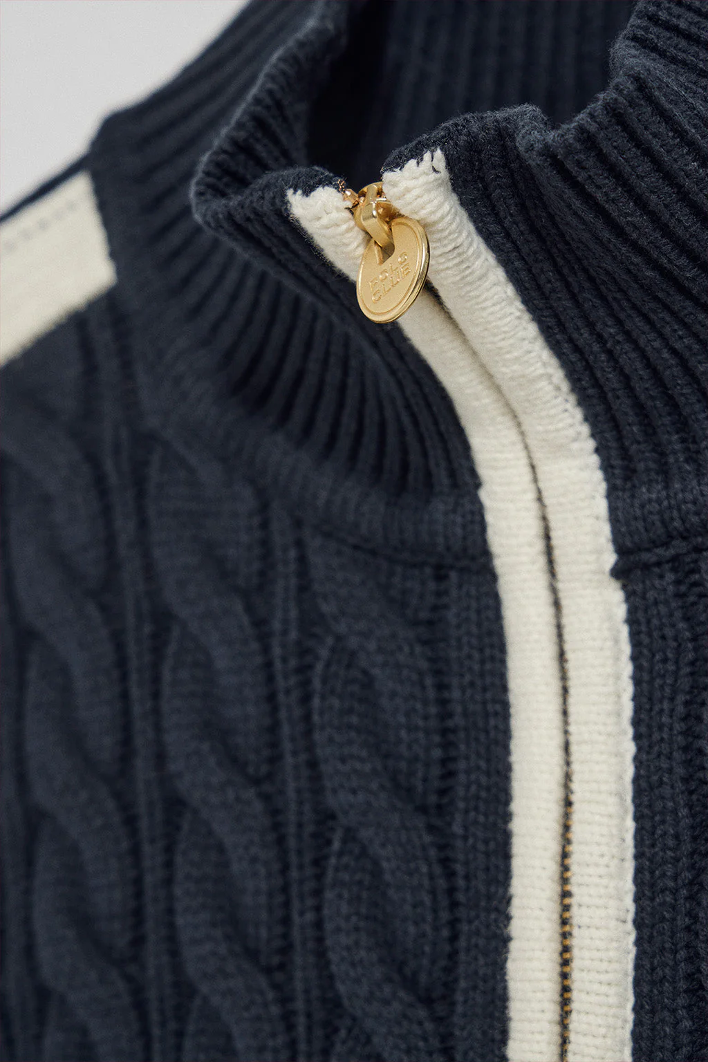 Navy-blue zip cardigan with Nautic Polo Club patch - Image 9