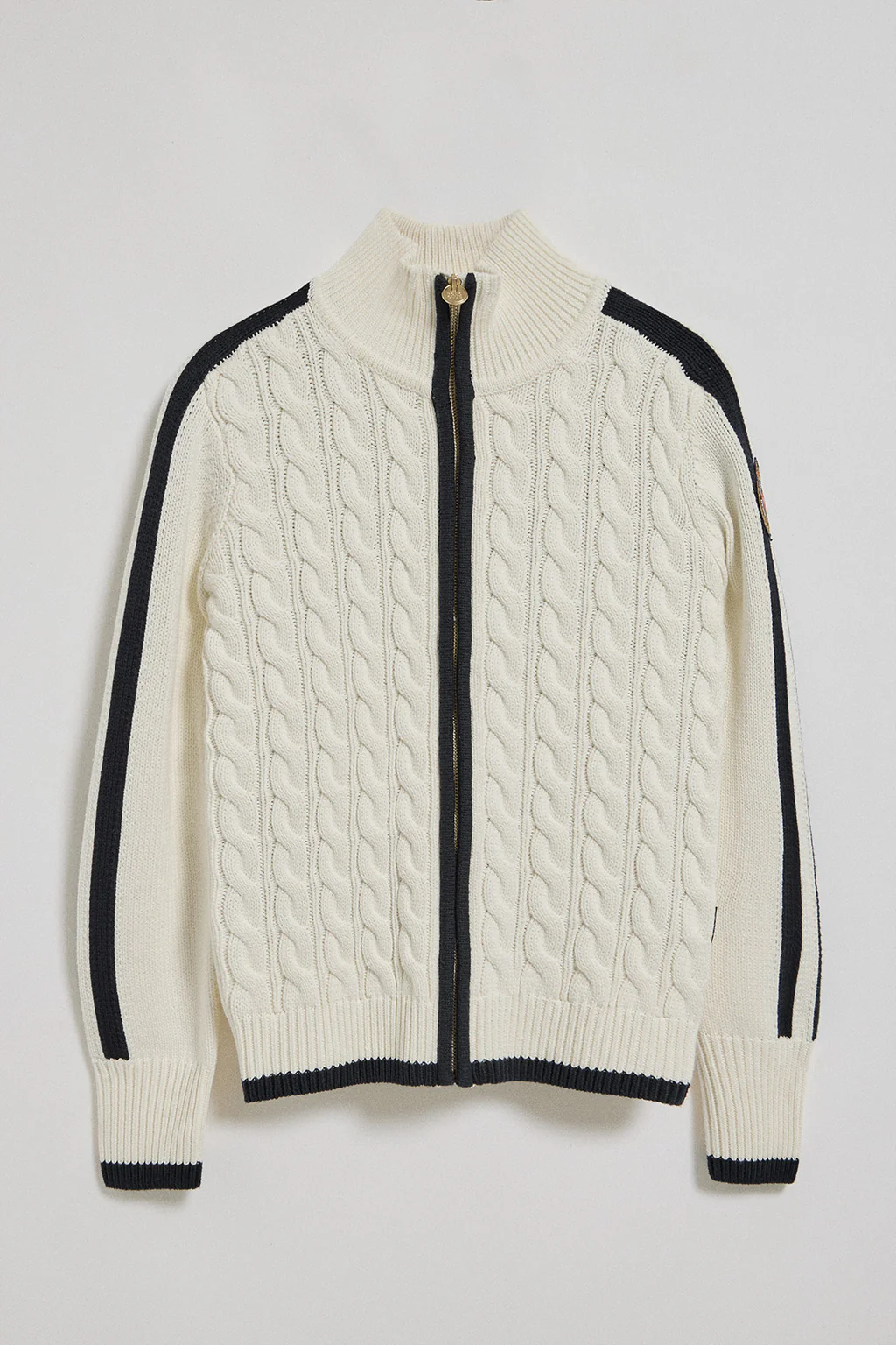 Beige cardigan with zip and Nautic Polo Club patch - Image 8