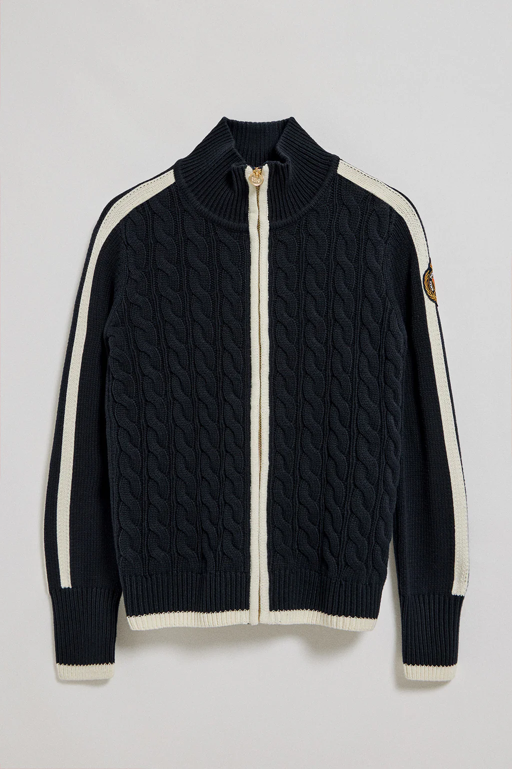 Navy-blue cardigan with zip and Nautic Polo Club patch - Image 5