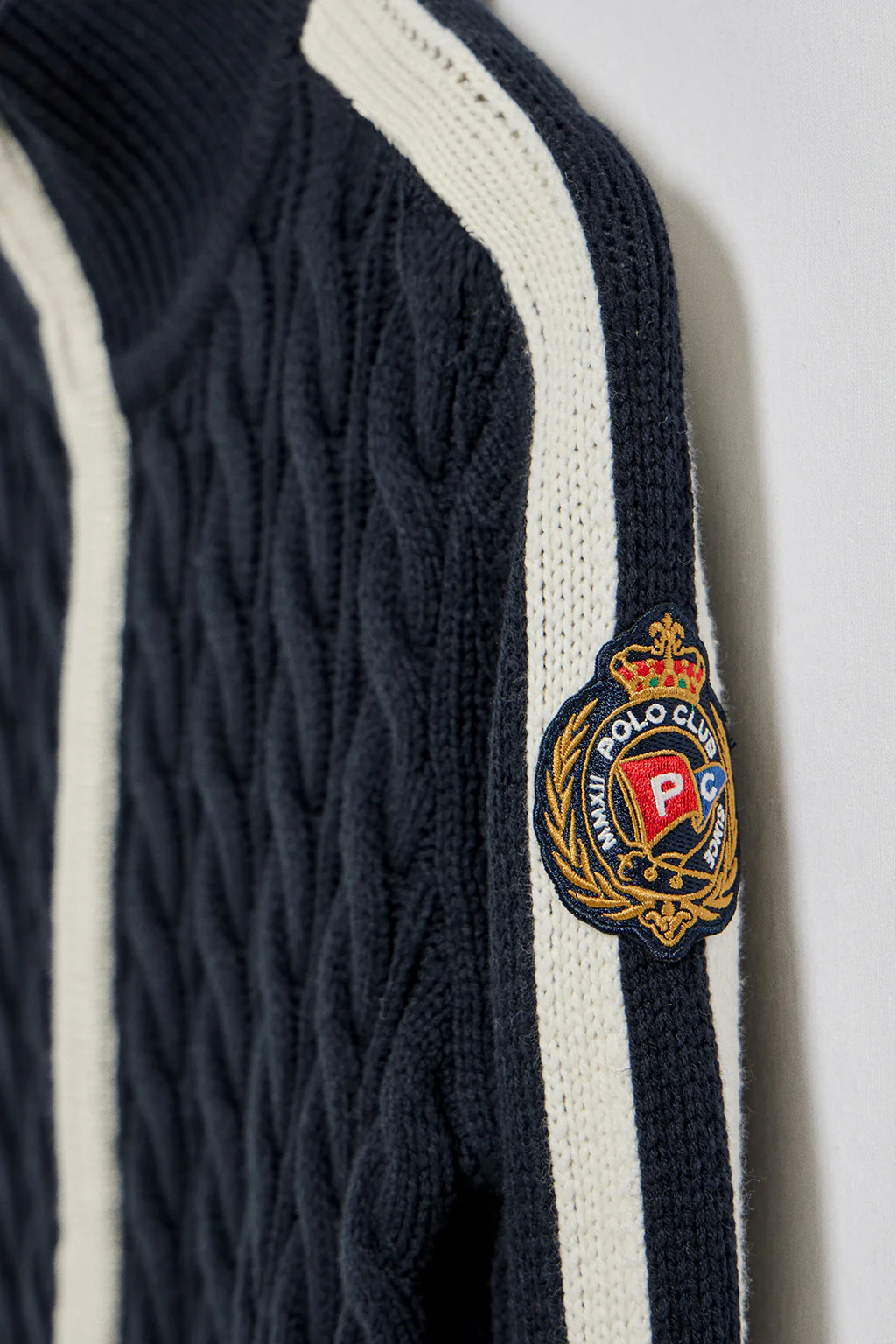 Navy-blue cardigan with zip and Nautic Polo Club patch - Image 7
