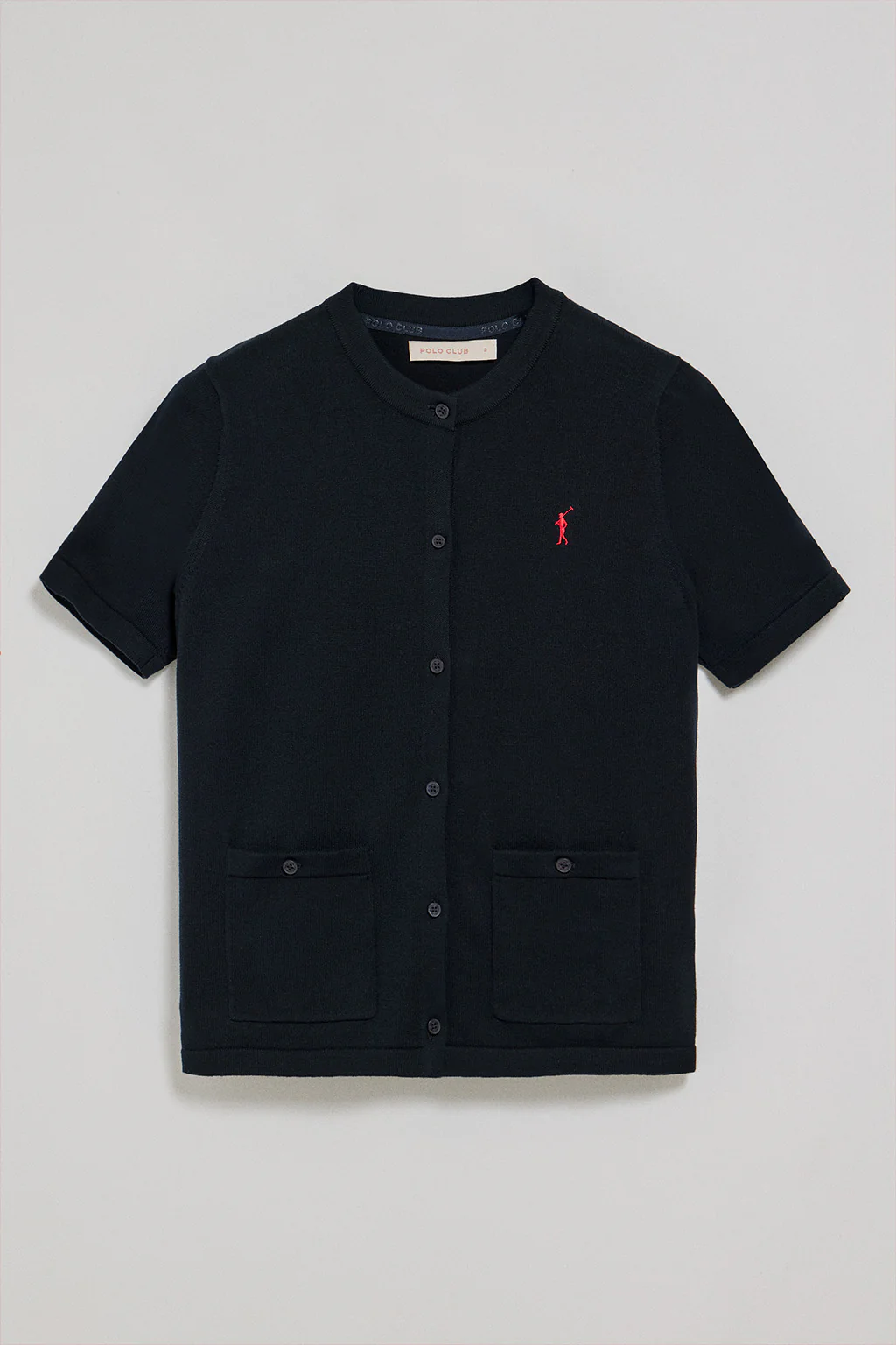 Navy-blue short-sleeve buttoned cardigan with Rigby Go logo - Image 5