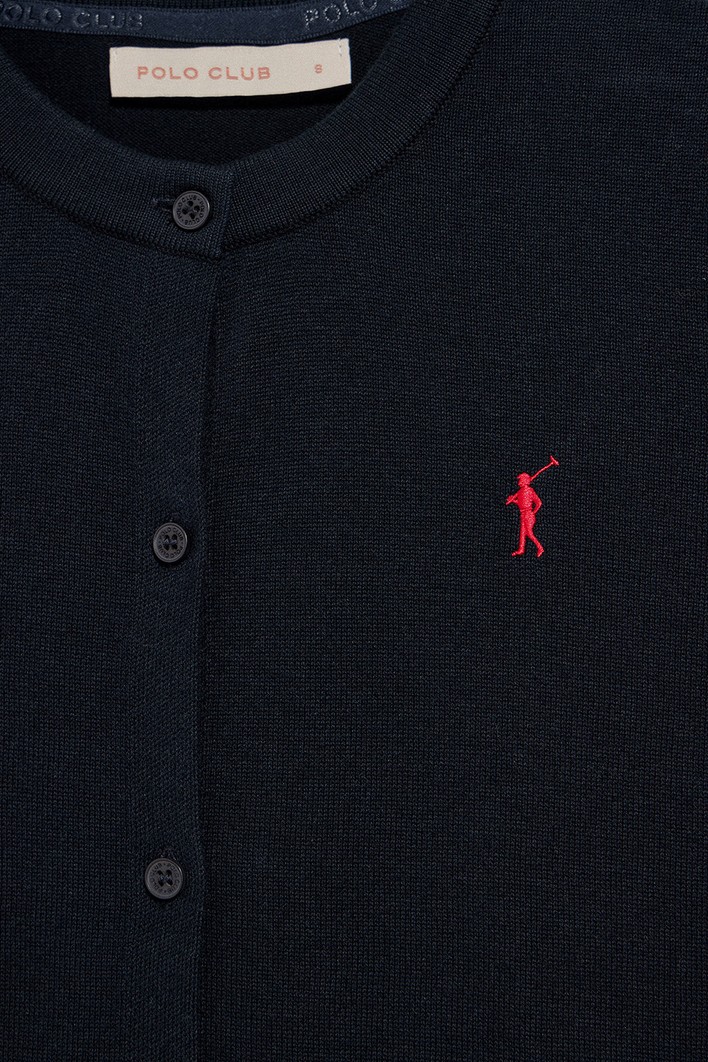 Navy-blue short-sleeve buttoned cardigan with Rigby Go logo - Image 6