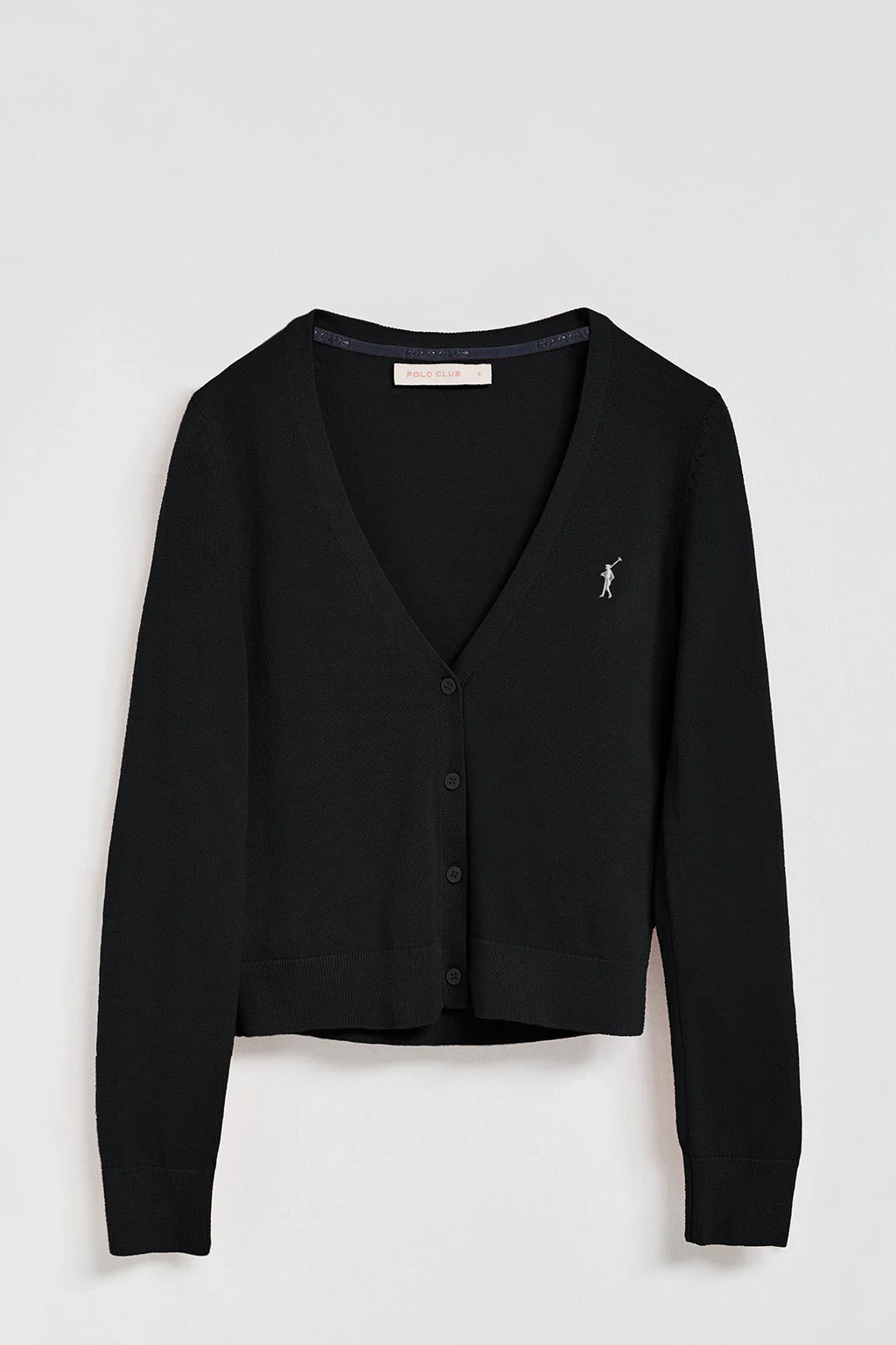 Black V-neck buttoned knit cardigan with Rigby Go logo - Image 5