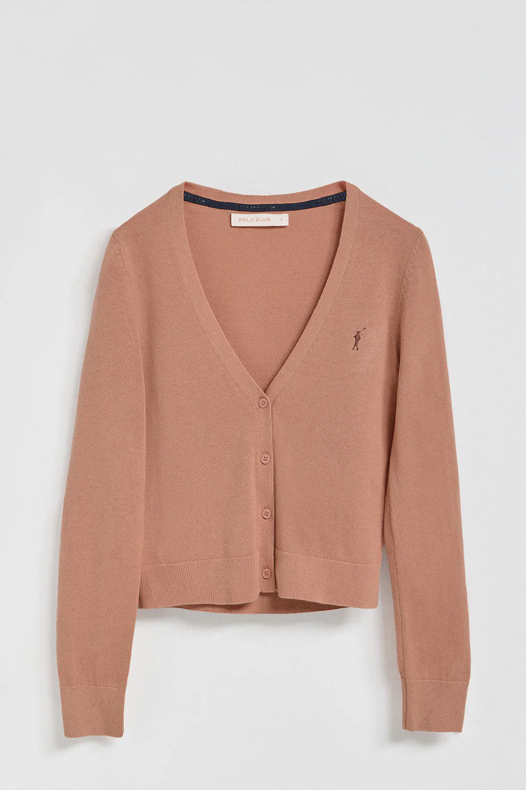 Pale-pink V-neck buttoned knit cardigan with Rigby Go logo - Image 6