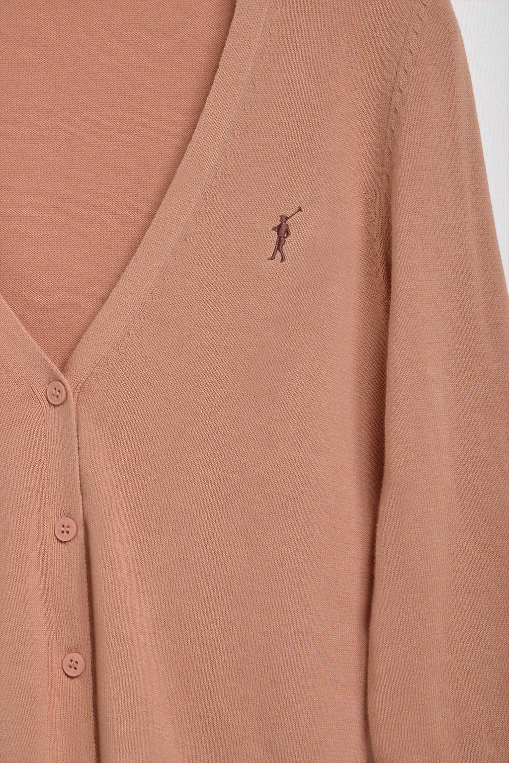 Pale-pink V-neck buttoned knit cardigan with Rigby Go logo - Image 7
