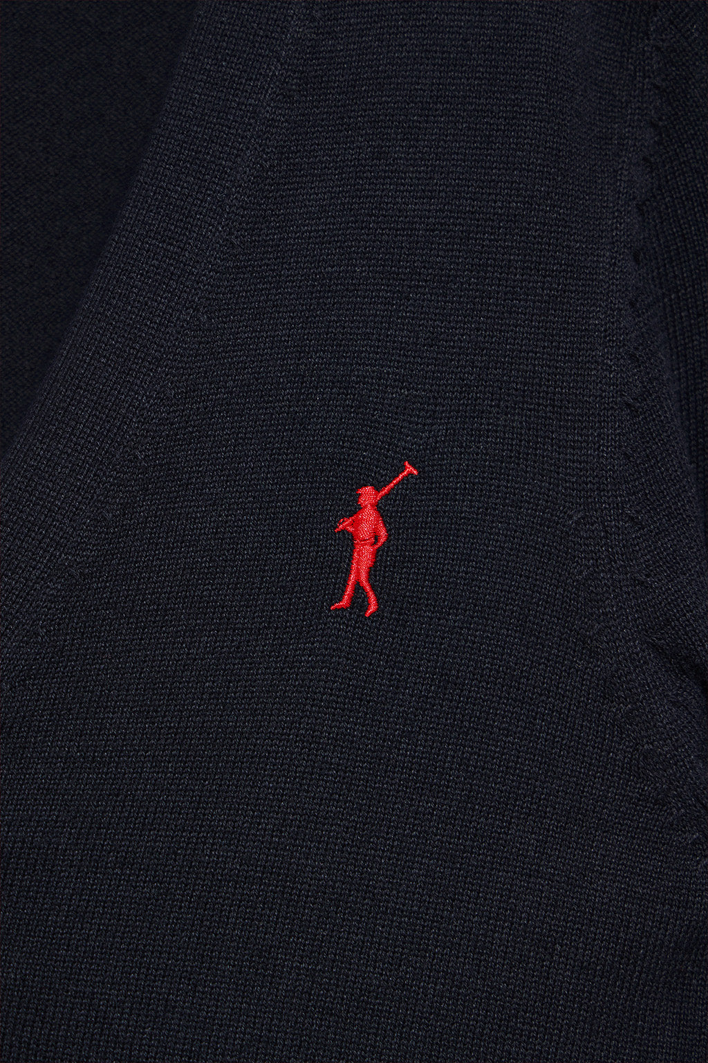 Navy-blue V-neck buttoned knit cardigan with Rigby Go embroidery - Image 7