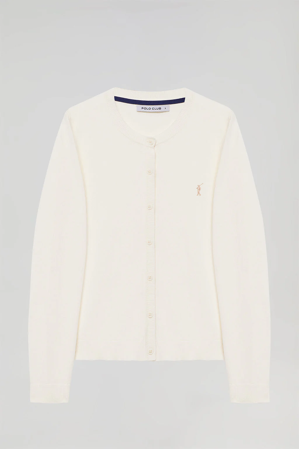 Beige knit cardigan with buttons and embroidered Rigby Go logo - Image 8