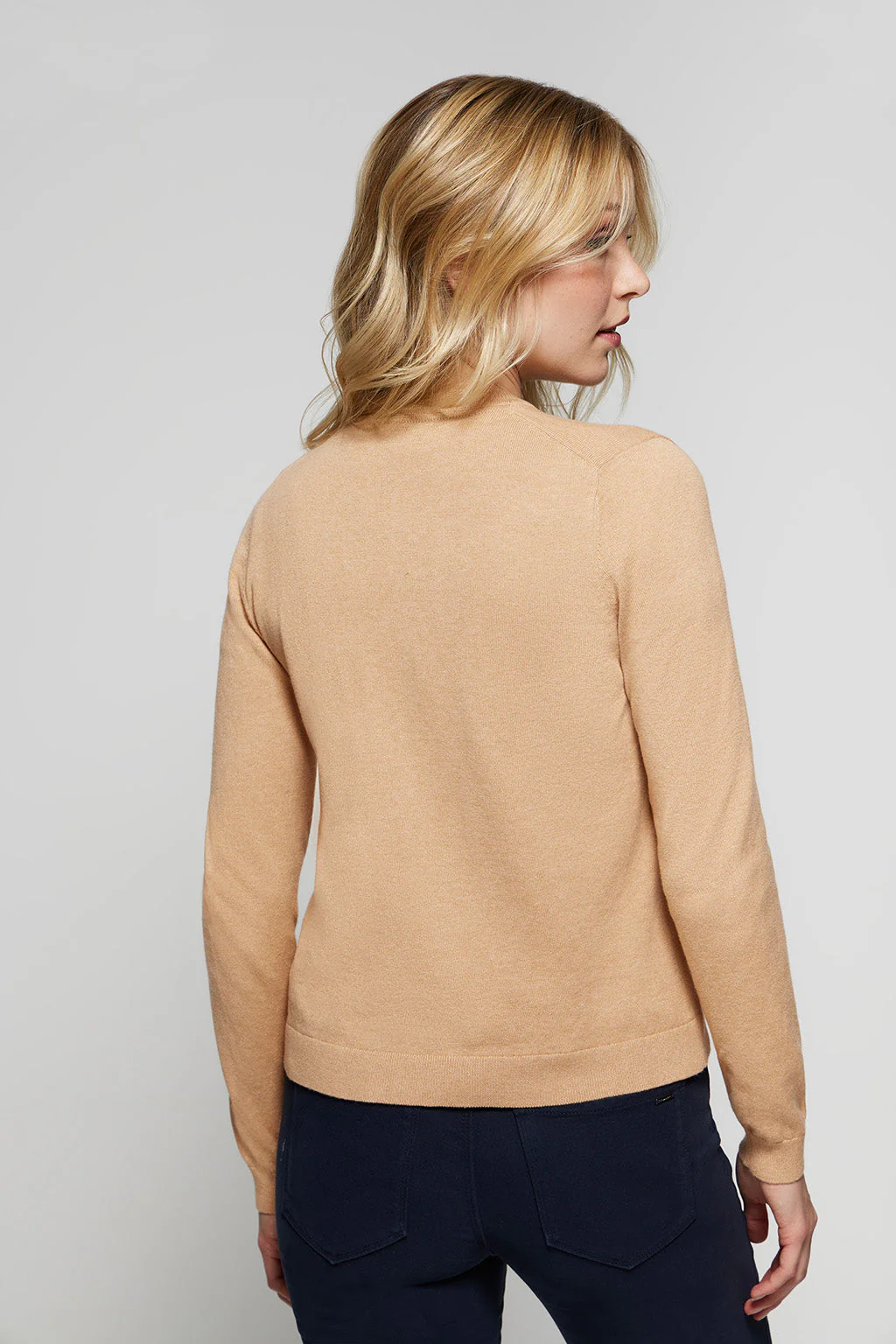 Caramel knit cardigan with buttons and embroidered Rigby Go logo - Image 4