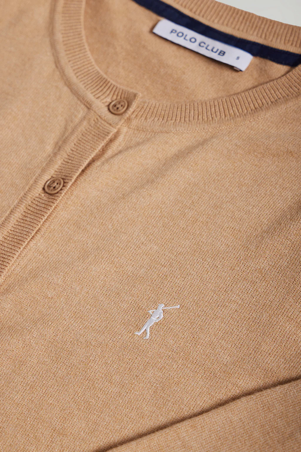 Caramel knit cardigan with buttons and embroidered Rigby Go logo - Image 6