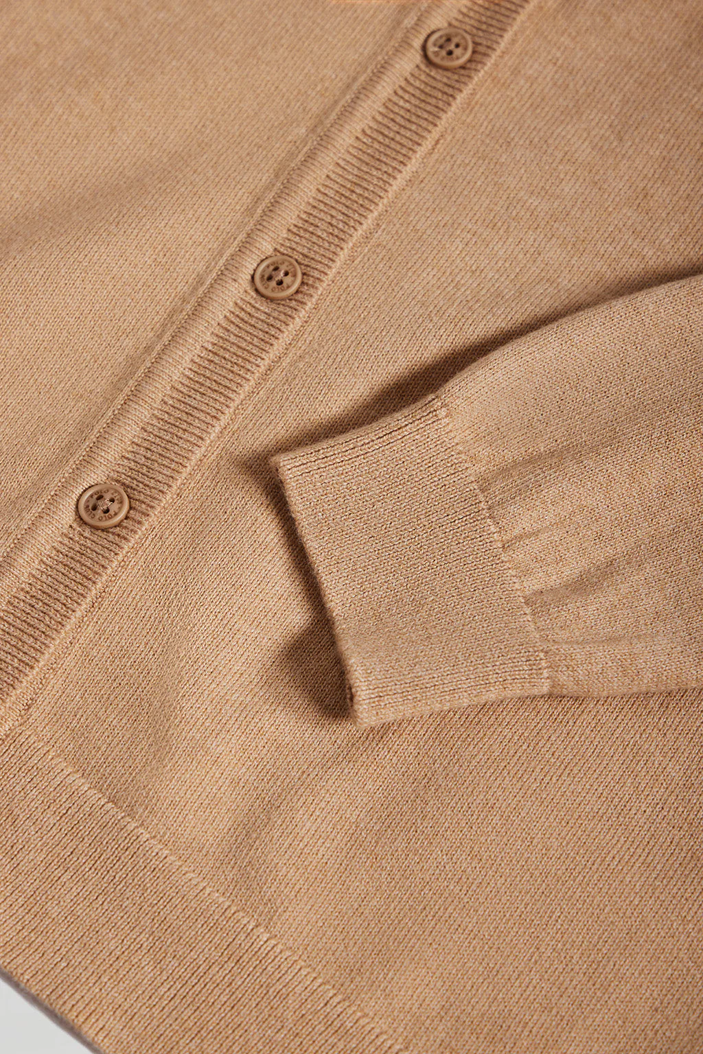 Caramel knit cardigan with buttons and embroidered Rigby Go logo - Image 7
