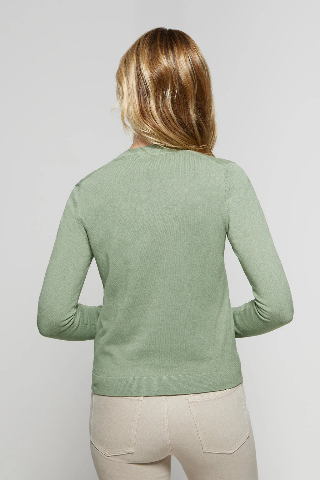 Jade-green knit cardigan with buttons and embroidered Rigby Go logo - Image 5